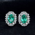 Oval-shaped 7-carat Paraiaba green 10*14 earrings - luxurious and high-end jewelry for women