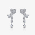 S925 silver bow-shaped stud earrings, 1 carat drop, 6*9 luxurious full diamond jewelry set