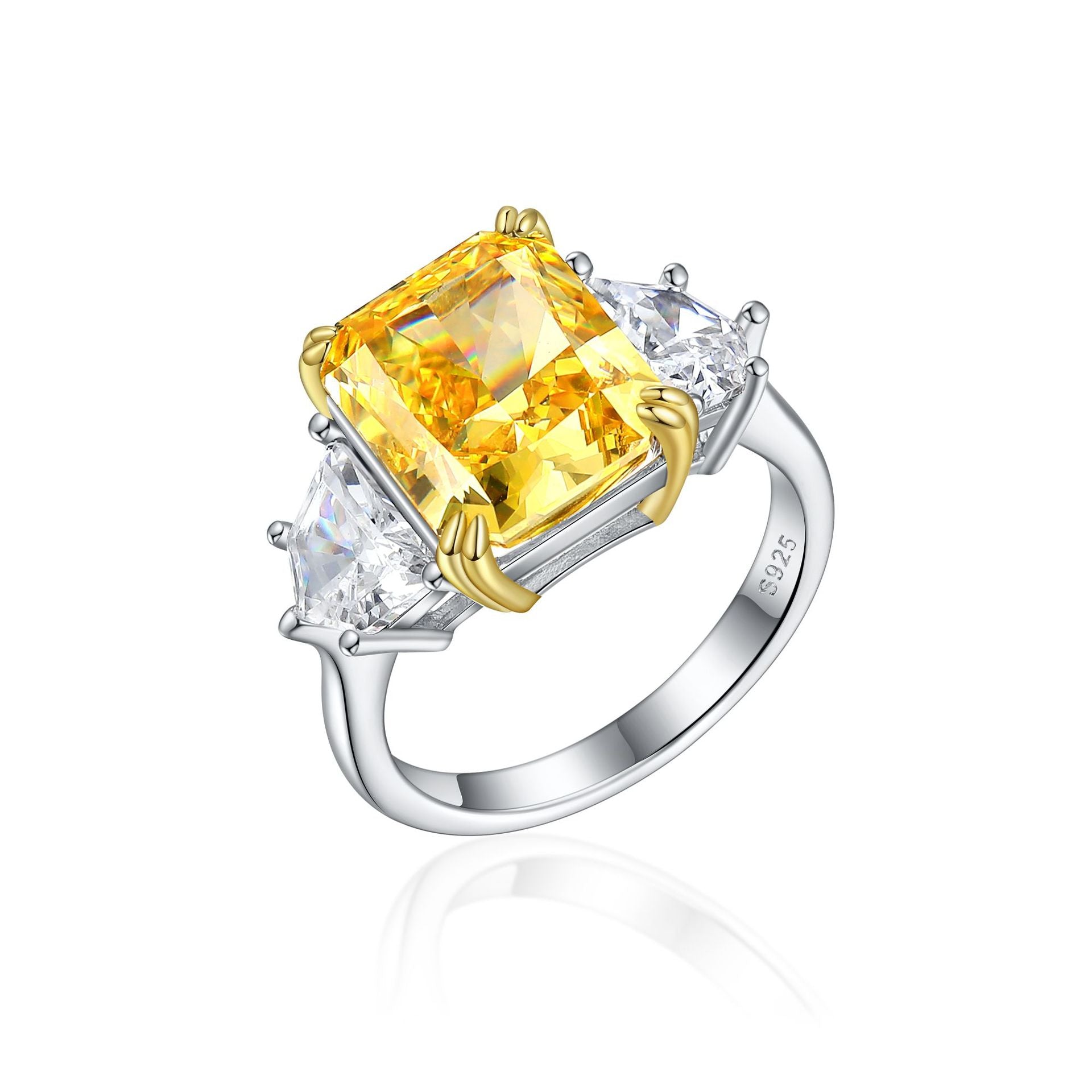 New S925 pure silver large high-carat square diamond ring, natural gemstone and colored gemstone ring, for women, a niche high-end style