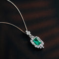 925 sterling silver Motoshi color cultivated emerald 7*10 high-end versatile pendant for women