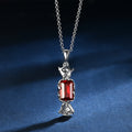 925 silver rectangular necklace 6*9, cultivated ruby 1.3 carats, exquisite and fashionable bright red color
