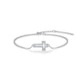 Personalized Cross Bracelet - 925 Silver with Morganite Gemstones Bracelet