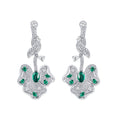 925 sterling silver 4*6mm cultivated emerald flower-shaped 0.8ct high-end women's earrings