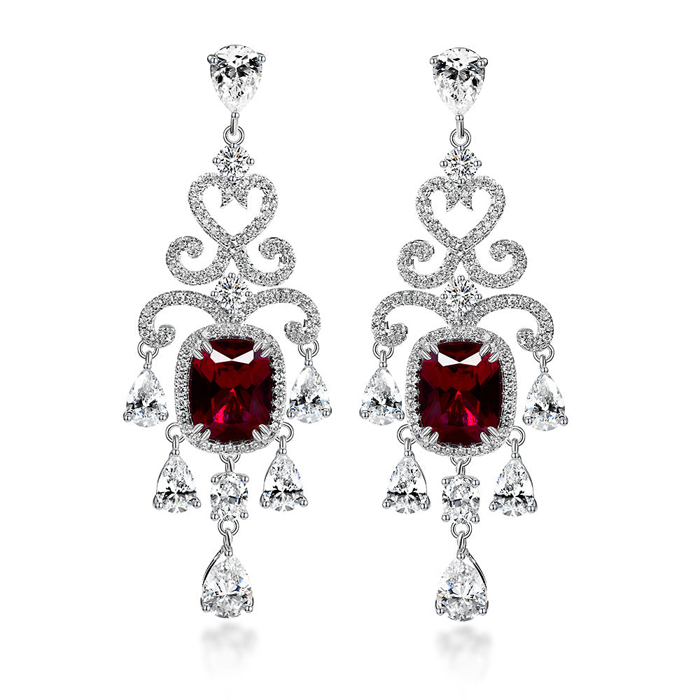 Fashion jewelry - 3-carat cultivated red gemstone oval-shaped earrings with 8*10 dimensions - vintage earrings and jewelry pieces