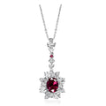 925 sterling silver 4.5ct egg-shaped 7*9 cultivated ruby pendant luxury necklace