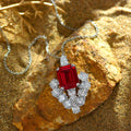 925 silver pendant, 7.5ct ruby, 10*12 high-carat diamond necklace
