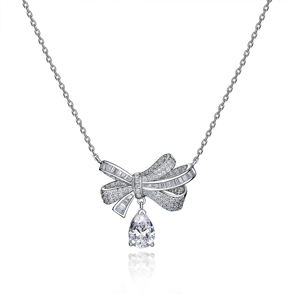 Brogue Knot Series 925 Sterling Silver Pendant 1.5ct Drop 7*10 Fashion Women's Necklace