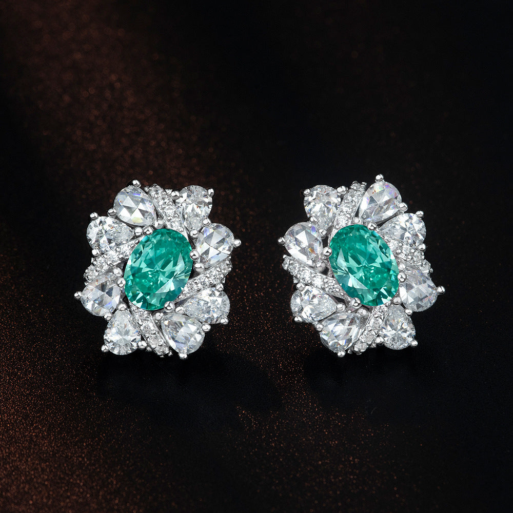 925 sterling silver egg-shaped 5*7mm sweet and simple 1ct fashionable and versatile stud earrings for women