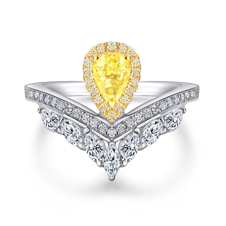 New S925 pure silver flower-shaped high-carat diamond and emerald ring for women, oval-shaped precious stones