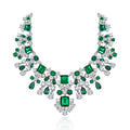 925 pure silver luxury emerald evening dress necklace