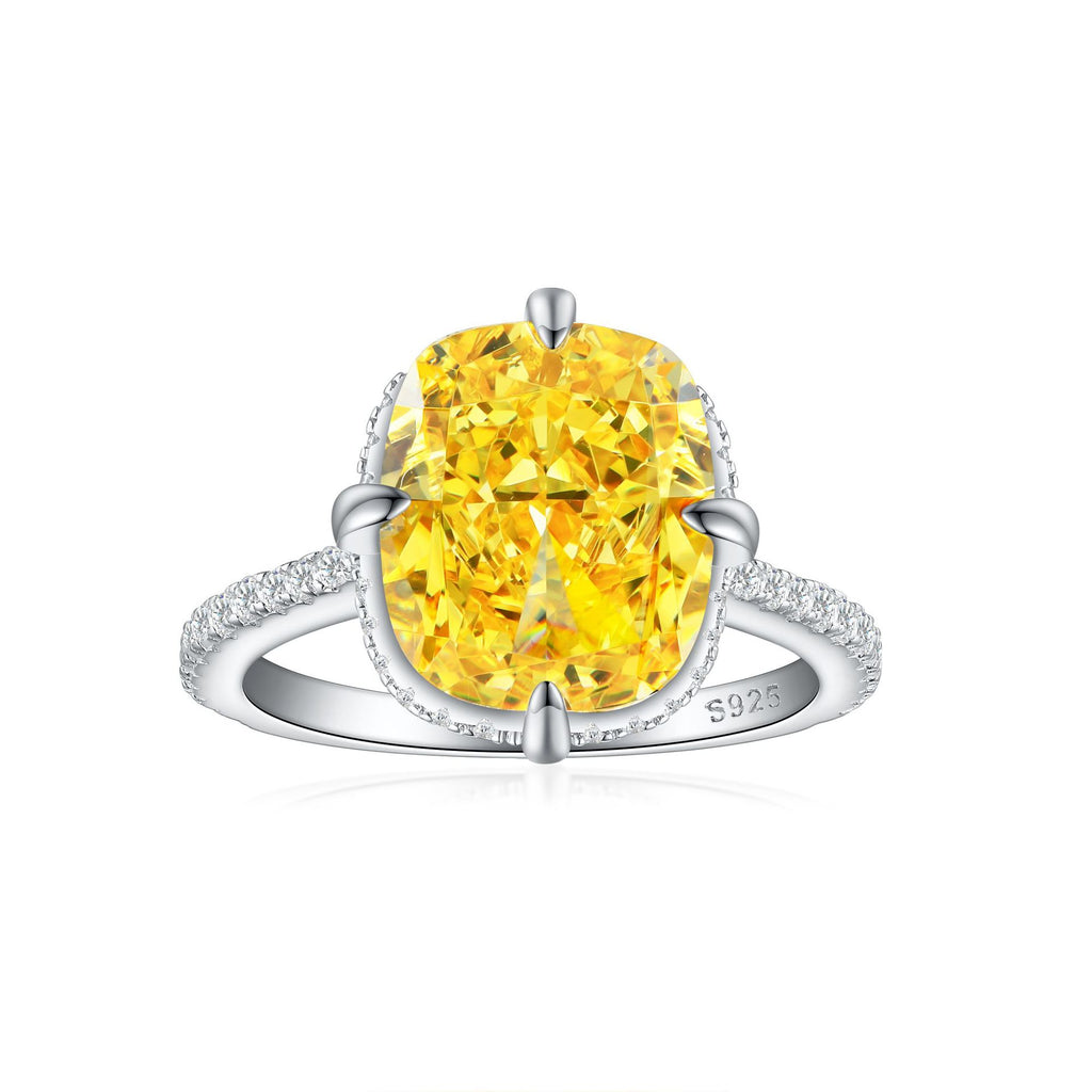High-carat diamond ring, pigeon egg-shaped, oval colored gemstone, baby stone ring for women, light luxury S925 pure silver