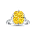 High-carat diamond ring, pigeon egg-shaped, oval colored gemstone, baby stone ring for women, light luxury S925 pure silver
