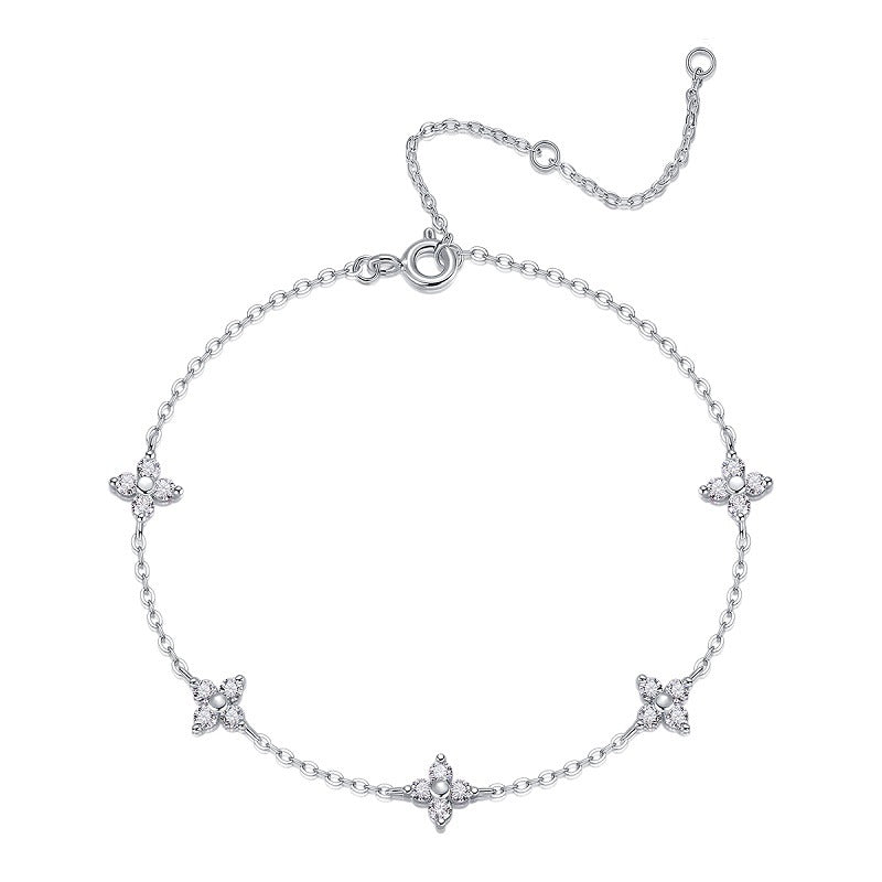 925 silver morganite diamond bracelet - four-leaf clover style - fashionable women's bracelet
