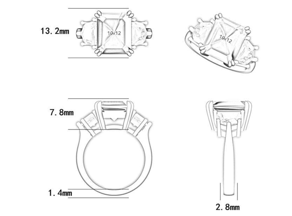 New S925 pure silver large high-carat square diamond ring, natural gemstone and colored gemstone ring, for women, a niche high-end style