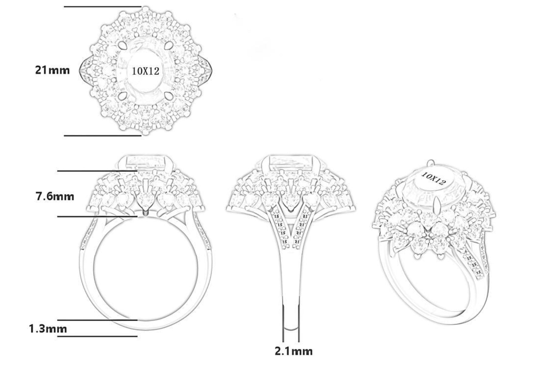New S925 pure silver flower-shaped high-carat diamond and sapphire ring for women, oval-shaped gemstone accessory