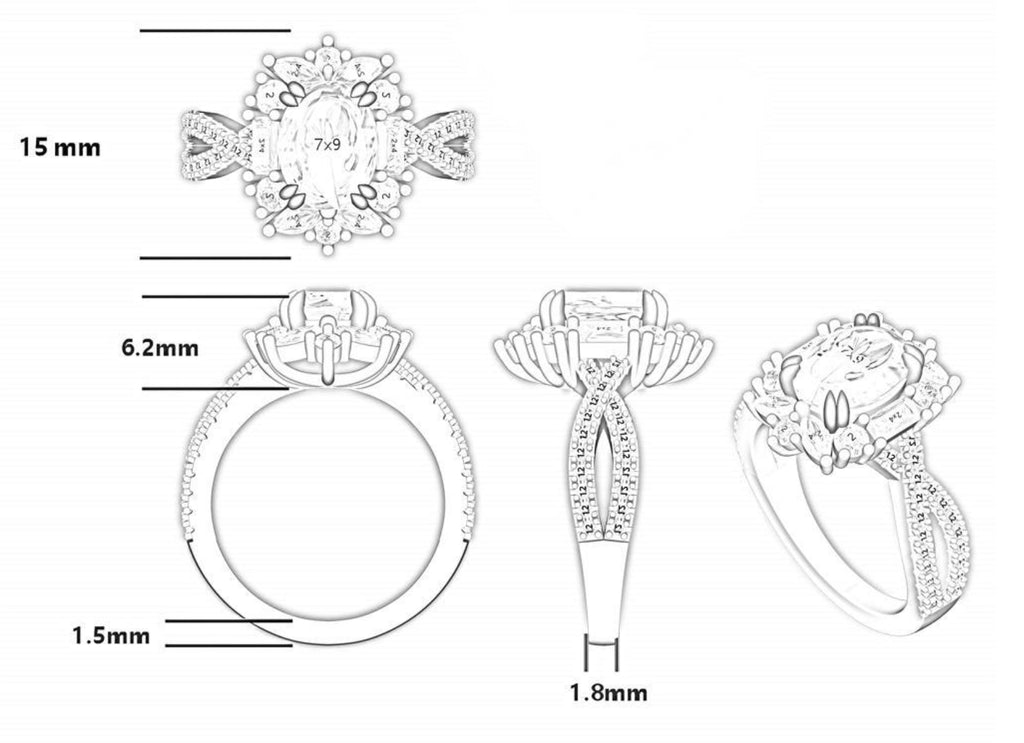 New S925 pure silver flower-shaped high-carat diamond ruby ring for women, oval-shaped gemstone accessory
