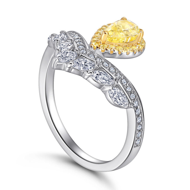 New S925 pure silver flower-shaped high-carat diamond and emerald ring for women, oval-shaped precious stones