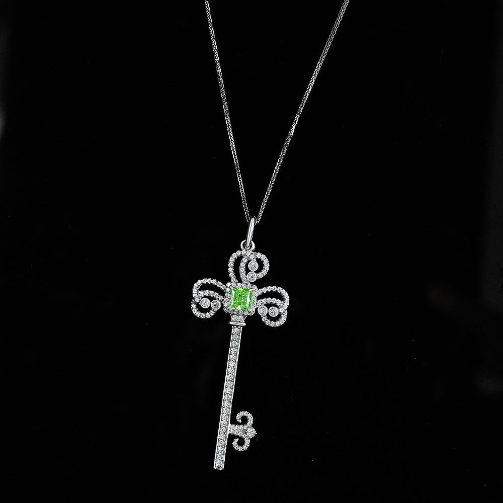 925 silver 1.5ct square-shaped 6*6 high-carat diamond ice flower cut iris flower keychain necklace