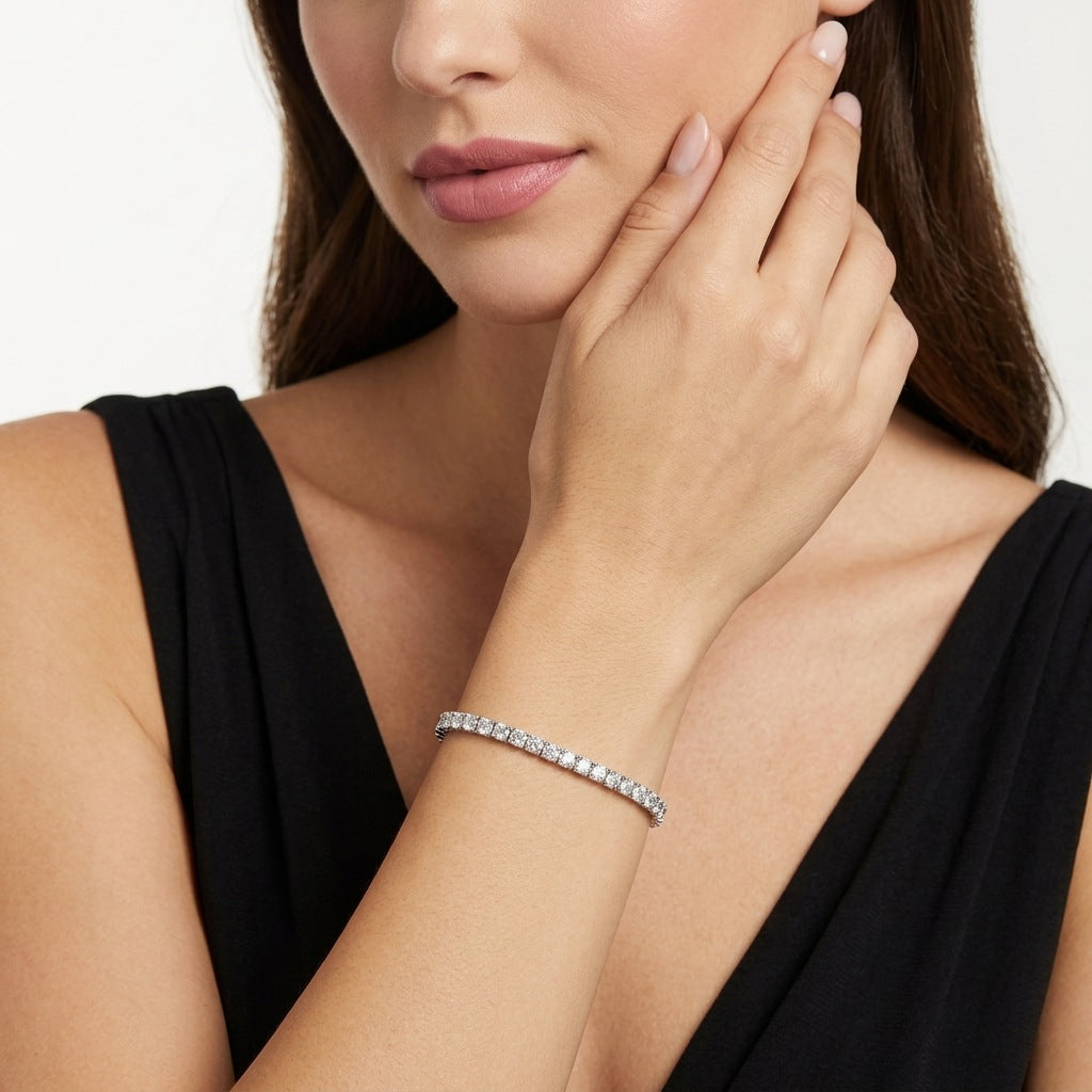 925 silver 3mm sapphire tennis bracelet for women. New style silver-gilded bracelet for men and women.