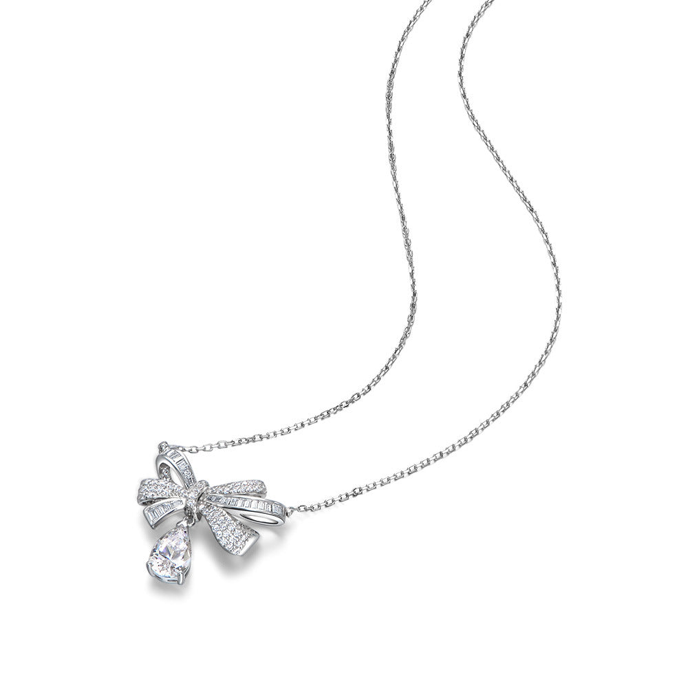 Brogue Knot Series 925 Sterling Silver Pendant 1.5ct Drop 7*10 Fashion Women's Necklace