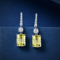 925 sterling silver 8*11 high-carbon diamond earrings rectangular pagoda cut 4 carats ear hook for women
