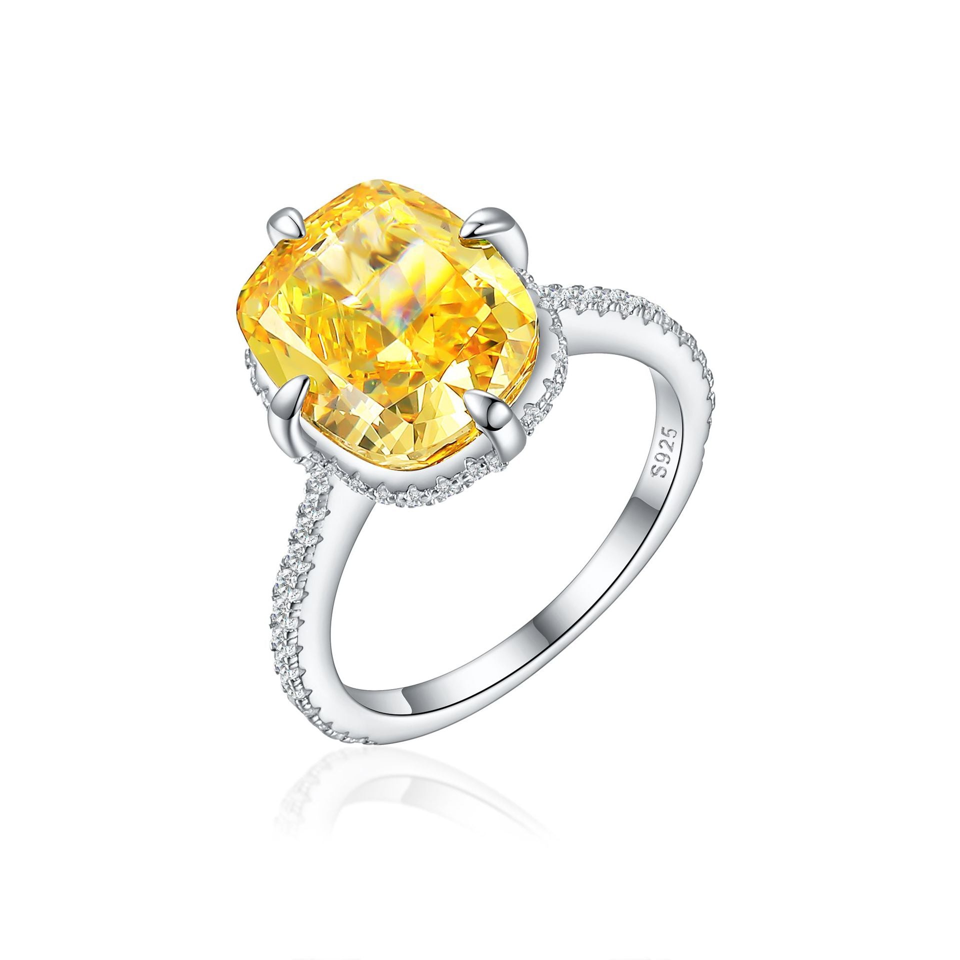 High-carat diamond ring, pigeon egg-shaped, oval colored gemstone, baby stone ring for women, light luxury S925 pure silver