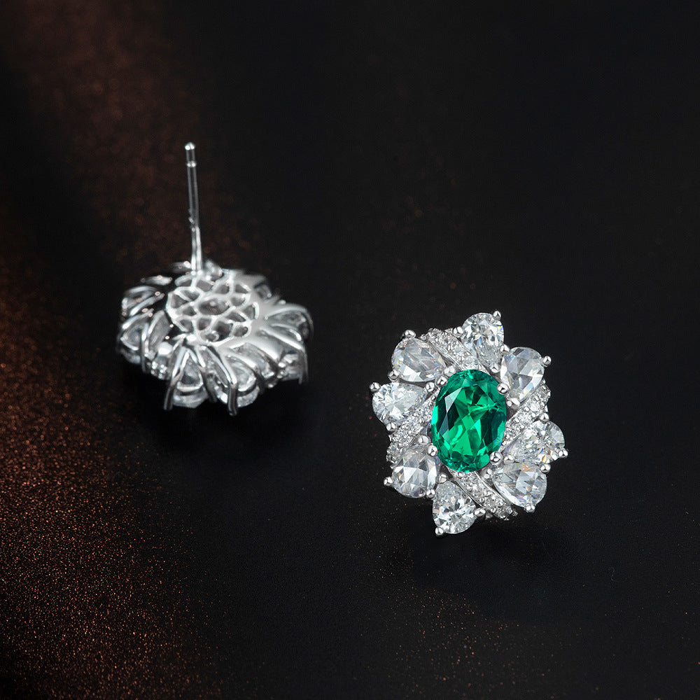 925 sterling silver egg-shaped 5*7mm sweet and simple 1ct fashionable and versatile stud earrings for women