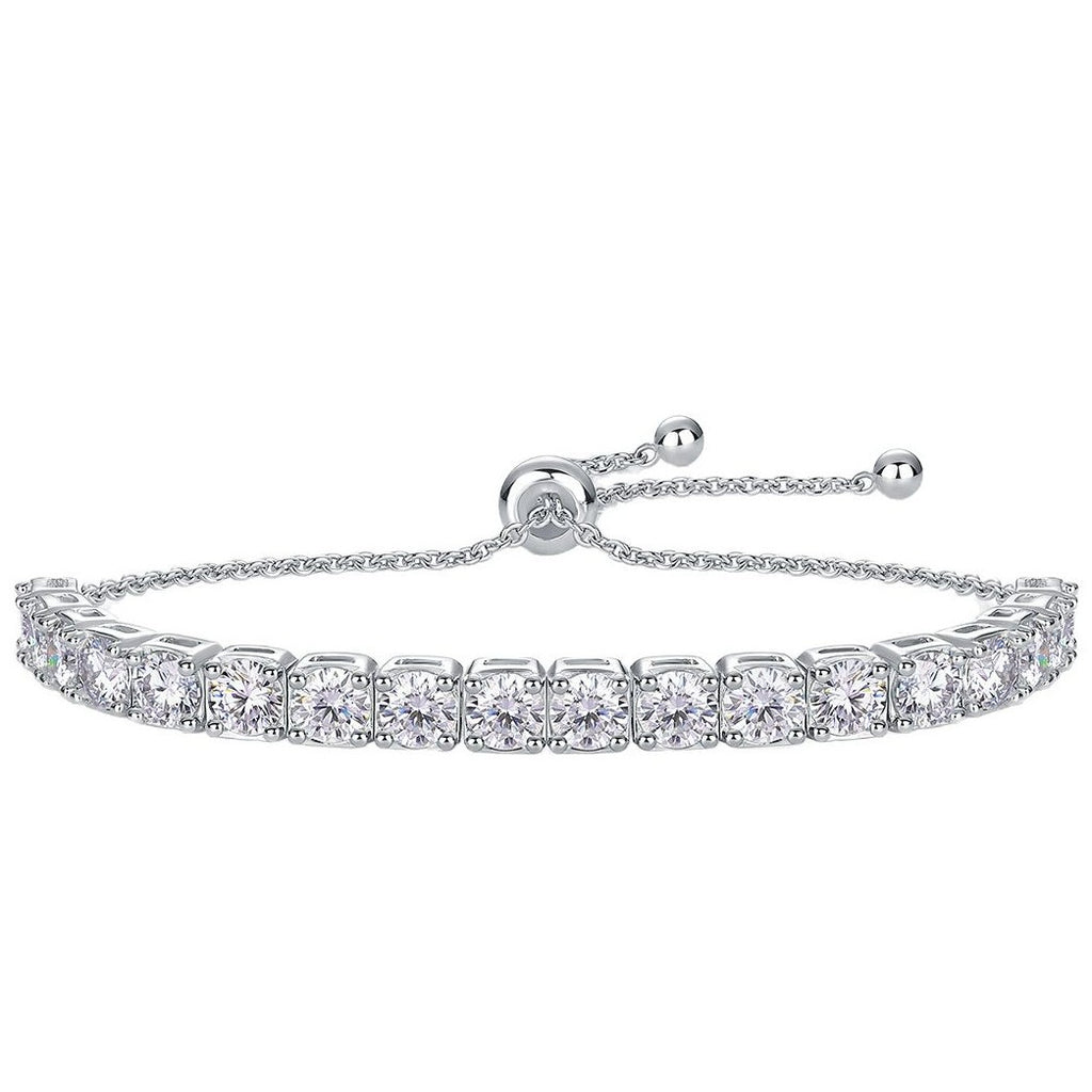 Simple 925 silver best-selling 4mm tennis bracelet for women. High-end, luxurious European morganite bracelet.