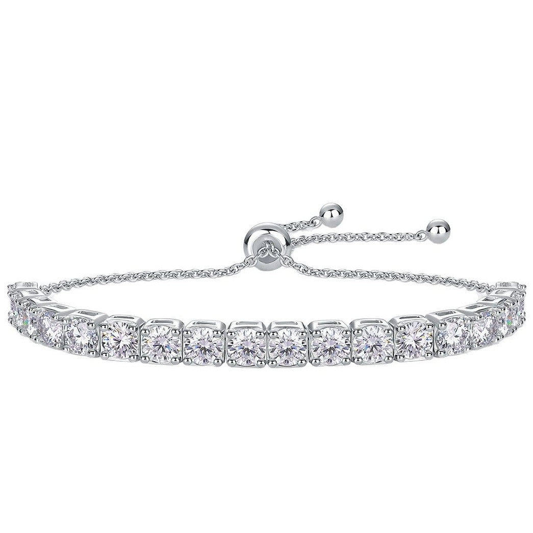 Simple 925 silver best-selling 4mm tennis bracelet for women. High-end, luxurious European morganite bracelet.