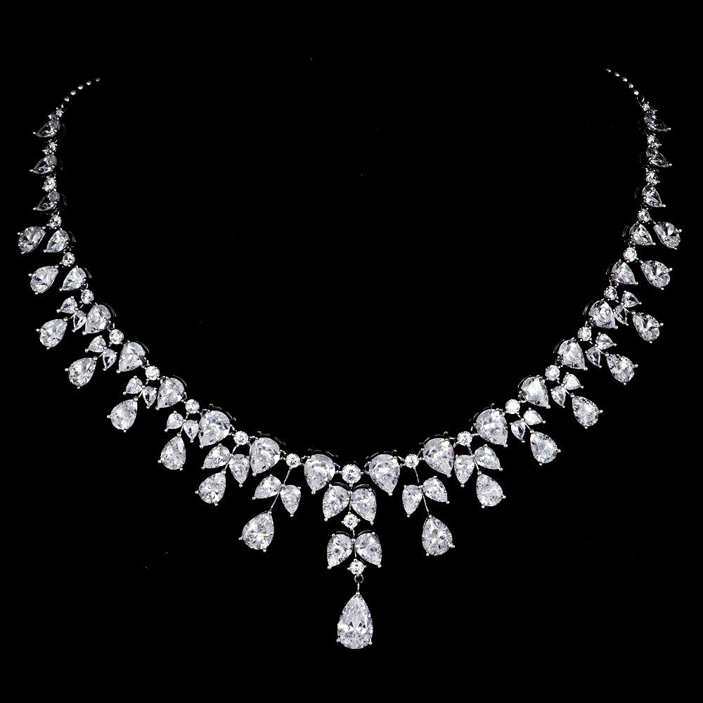 925 silver white teardrop-shaped 7*11 luxury fashionable banquet necklace 2ct high-carat diamond necklace for women