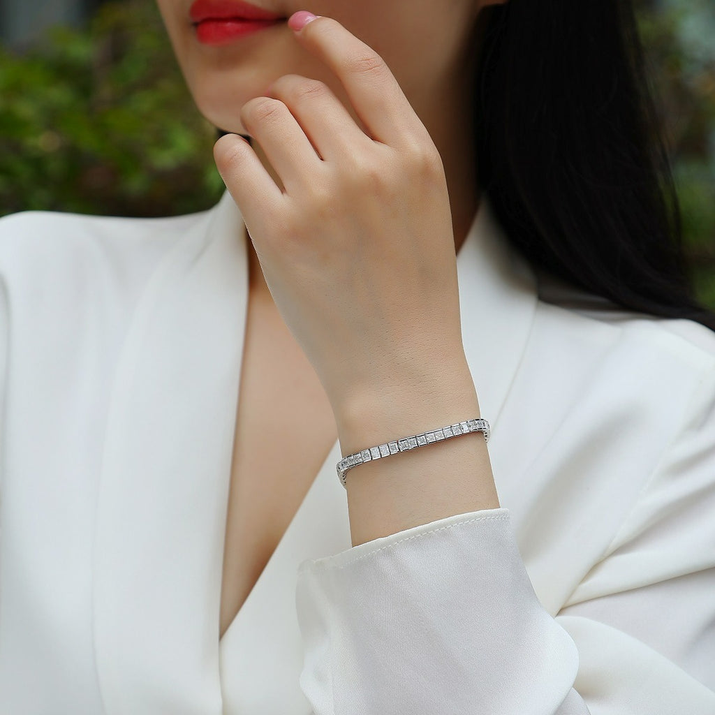 925 silver morganite bracelet - fashionable princess-shaped morganite ladies' bracelet