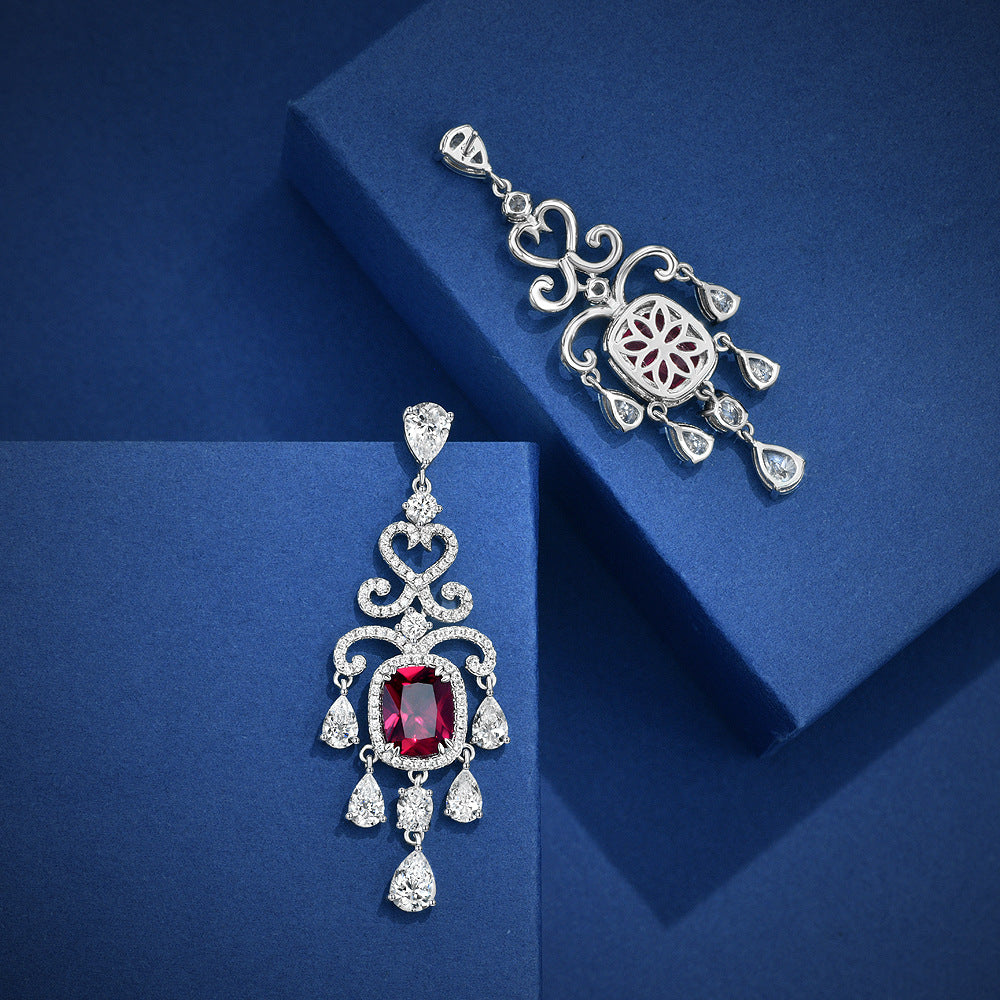 Fashion jewelry - 3-carat cultivated red gemstone oval-shaped earrings with 8*10 dimensions - vintage earrings and jewelry pieces