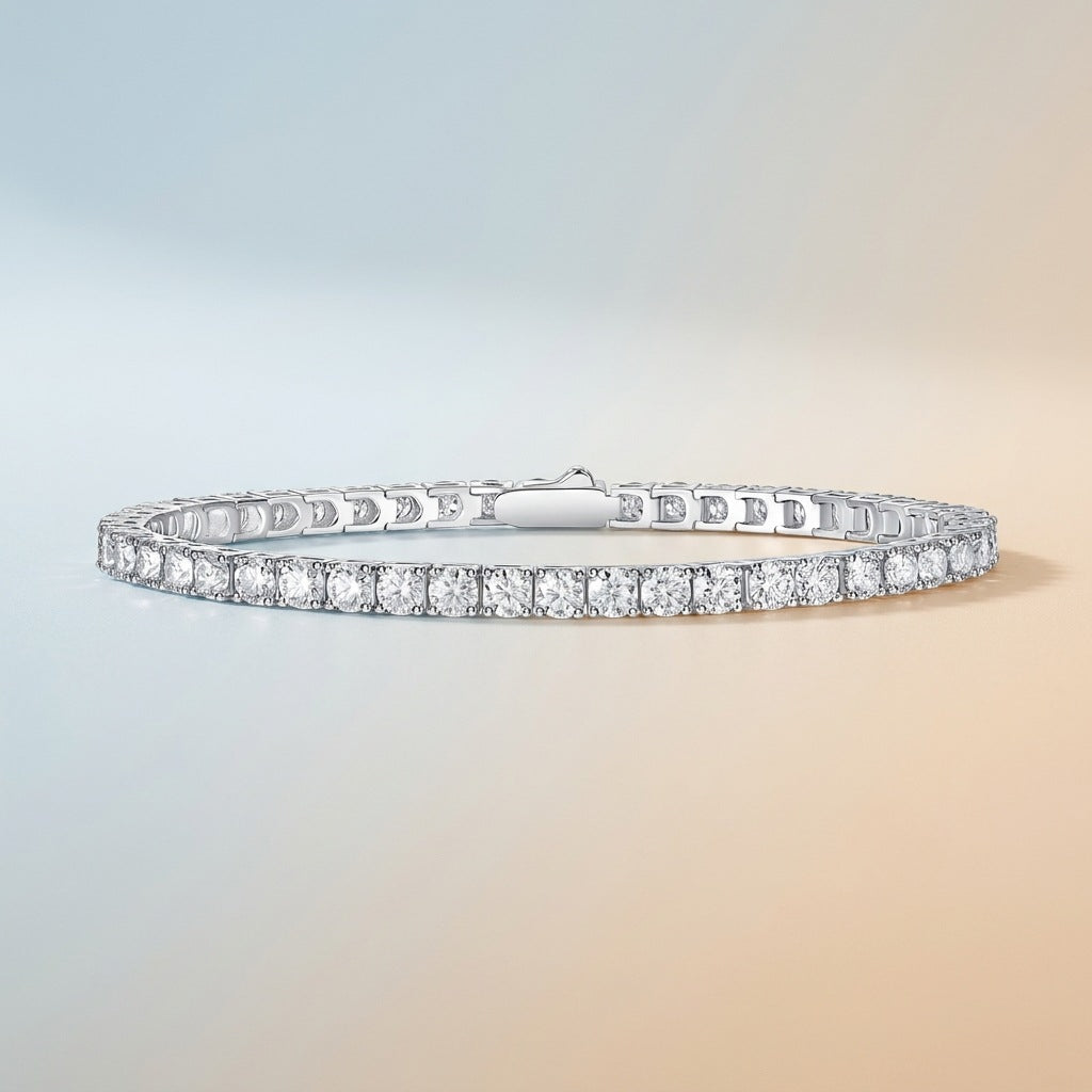 925 silver 3mm sapphire tennis bracelet for women. New style silver-gilded bracelet for men and women.