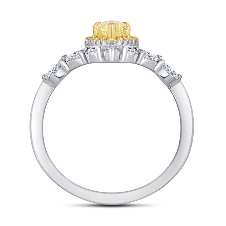 New S925 pure silver flower-shaped high-carat diamond and emerald ring for women, oval-shaped precious stones