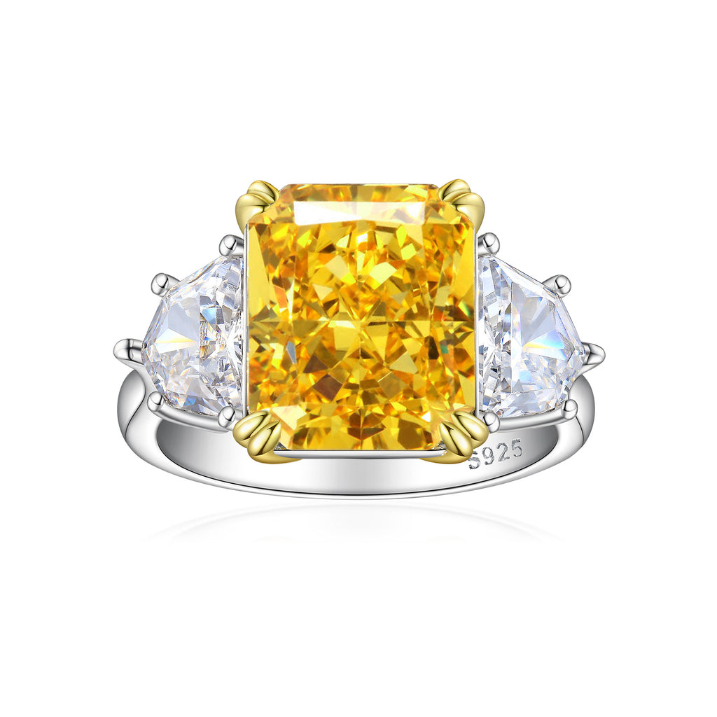 New S925 pure silver large high-carat square diamond ring, natural gemstone and colored gemstone ring, for women, a niche high-end style