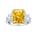 New S925 pure silver large high-carat square diamond ring, natural gemstone and colored gemstone ring, for women, a niche high-end style