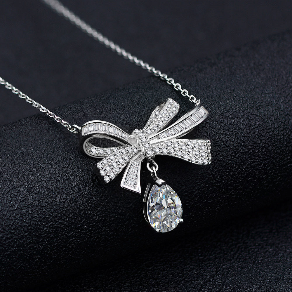 Brogue Knot Series 925 Sterling Silver Pendant 1.5ct Drop 7*10 Fashion Women's Necklace