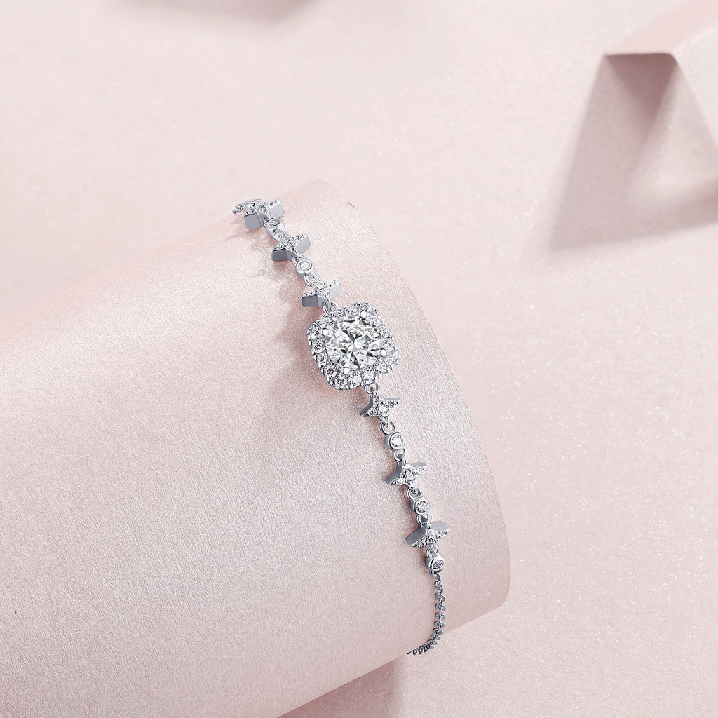 925 pure silver sapphire diamond ladies' bracelet - luxury and exclusive small-sized bracelet