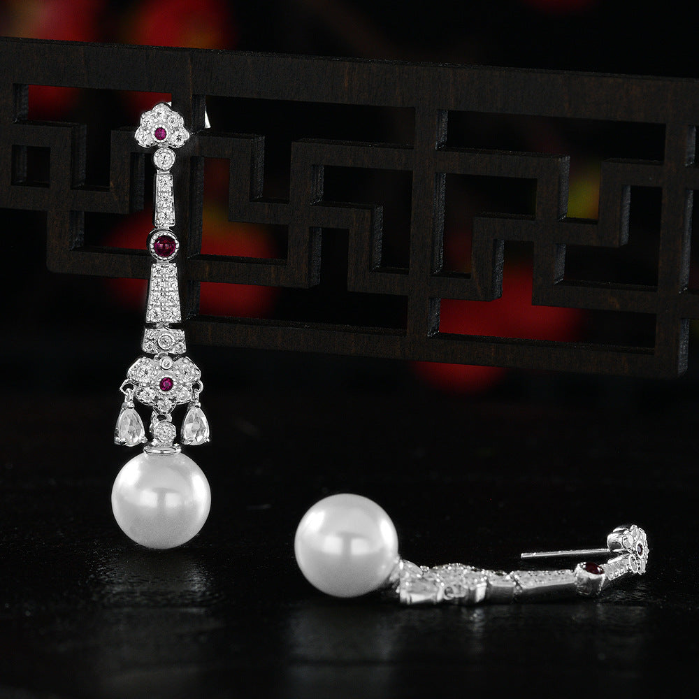 925 sterling silver 10mm round pearl earrings - high-end luxurious women's earrings