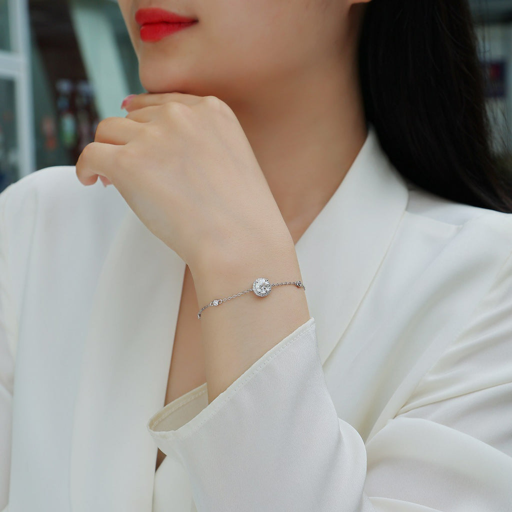 925 pure silver sapphire diamond ladies' bracelet