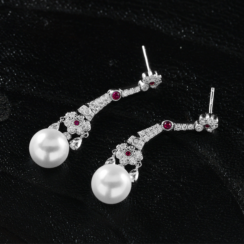 925 sterling silver 10mm round pearl earrings - high-end luxurious women's earrings