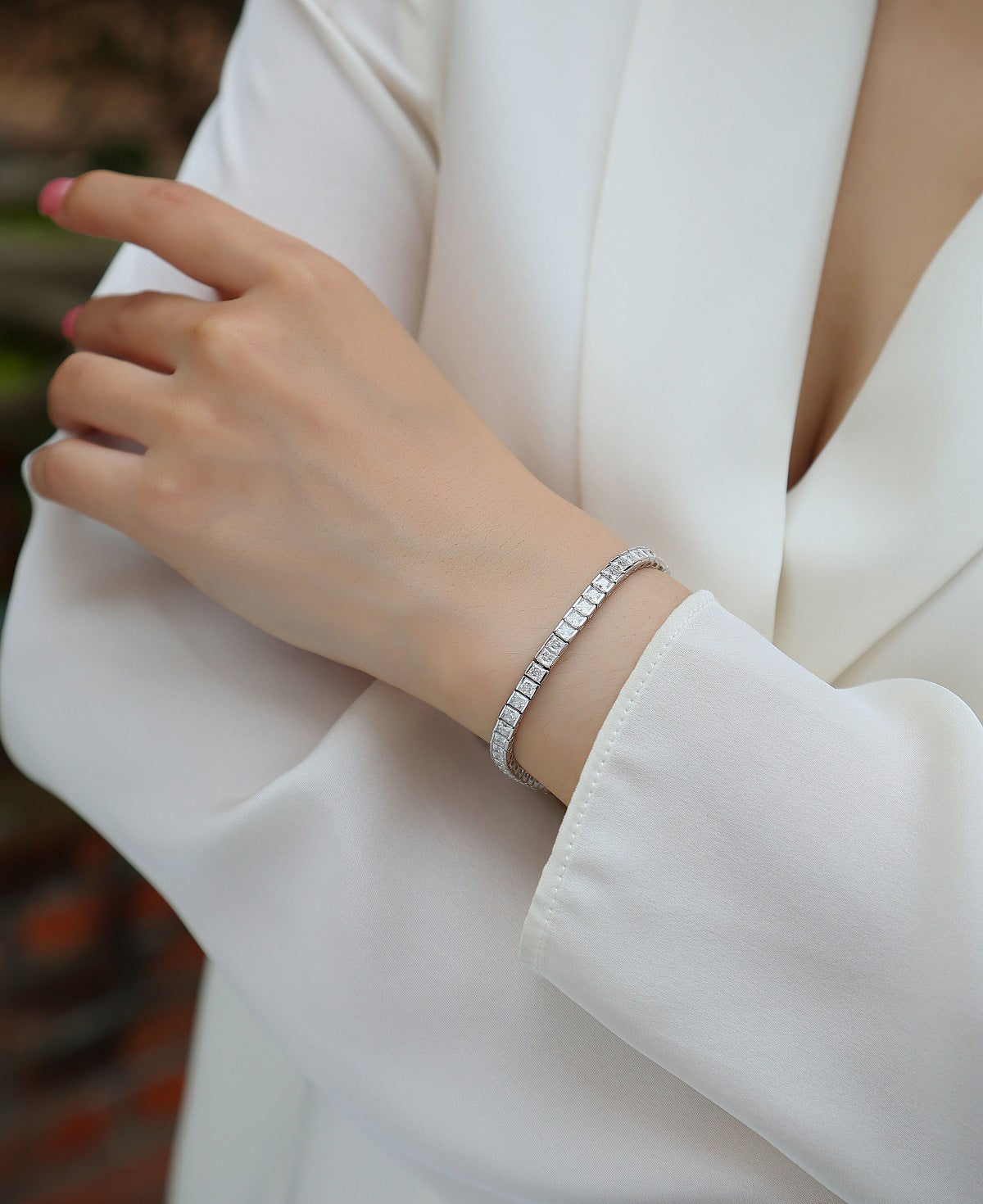 925 silver morganite bracelet - fashionable princess-shaped morganite ladies' bracelet