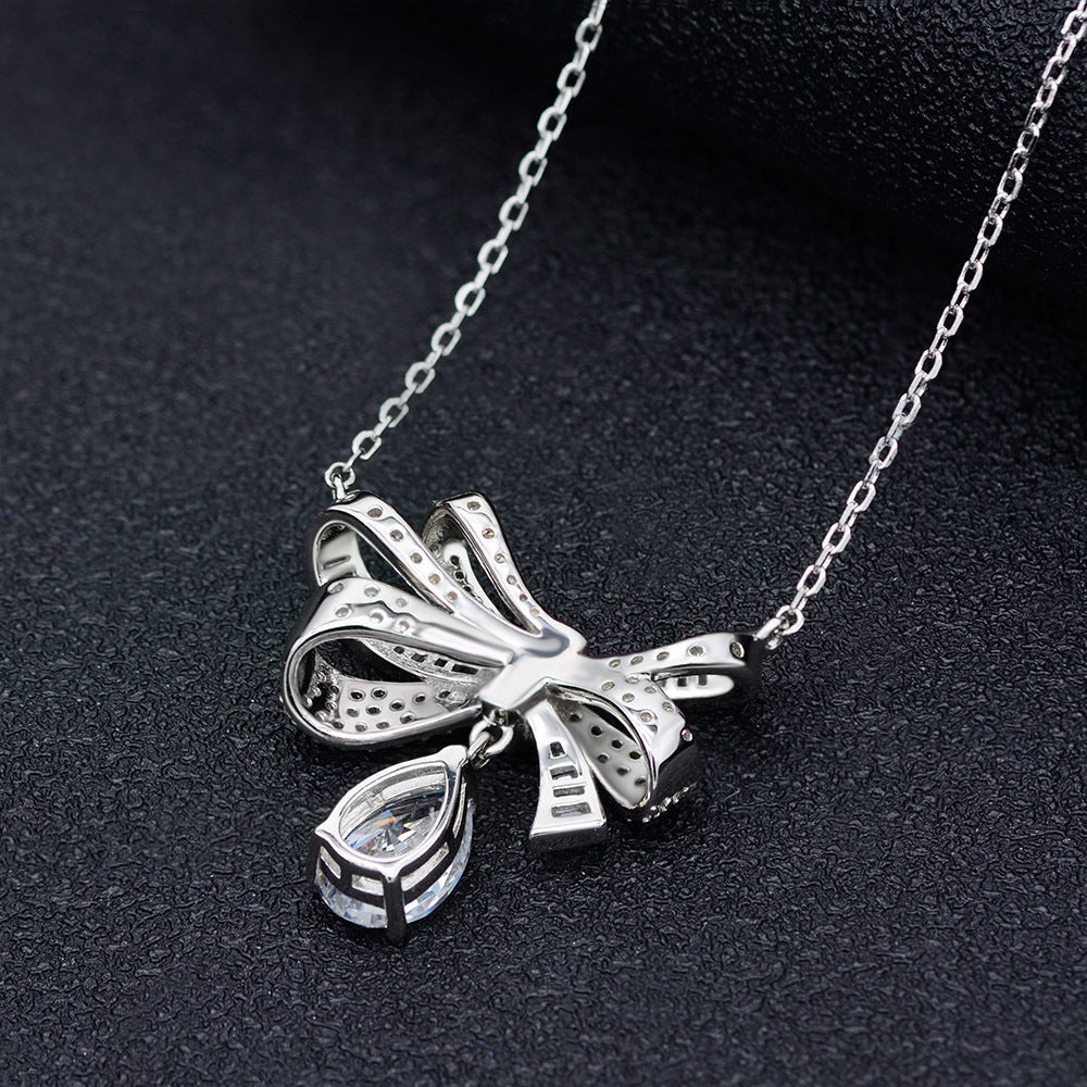 Brogue Knot Series 925 Sterling Silver Pendant 1.5ct Drop 7*10 Fashion Women's Necklace